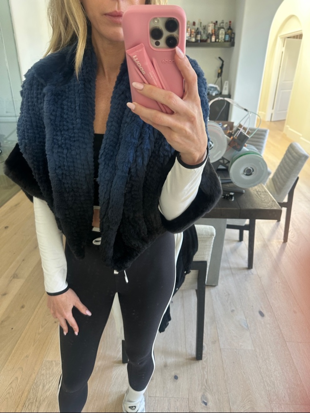 Belle Fare Navy Faux Fur Jacket - Women - Picture 9 of 11